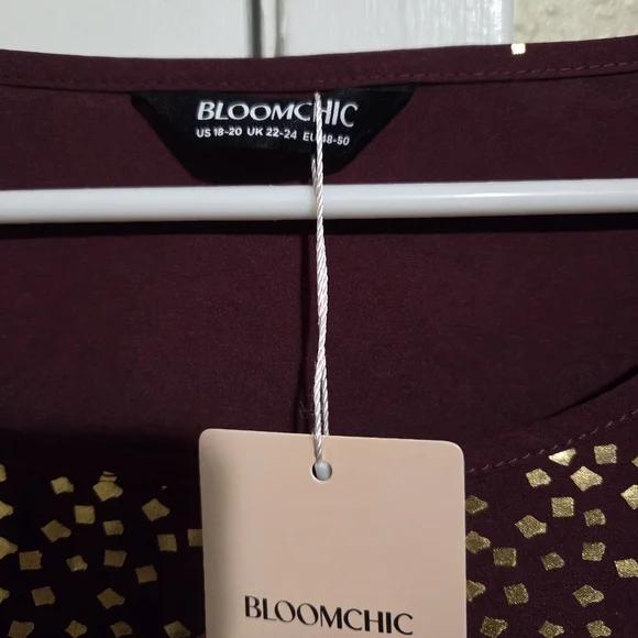 BloomChic Burgundy Maxi Dress with Gold Square Accents - Picture 6 of 6